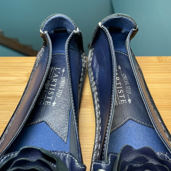 L'Artiste 'Dezi' Rosette Ballet Flats Navy Blue Rose Shoes Spring Step 38 7.5 8 - Picture 6 of 14